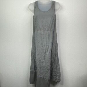 FLAX Dress P/4-6 Gray Linen Sleeveless Minimalist Lagonlook Boho Coastal Artsy